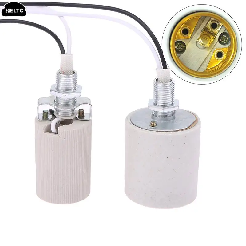 1 шт. Белый светодиодный светильник Керамический Винтовой Термостойкий Адаптер Для домашнего использования Круглая Розетка для цоколя лампы E14 Держатель лампы E27 с кабелем - 0