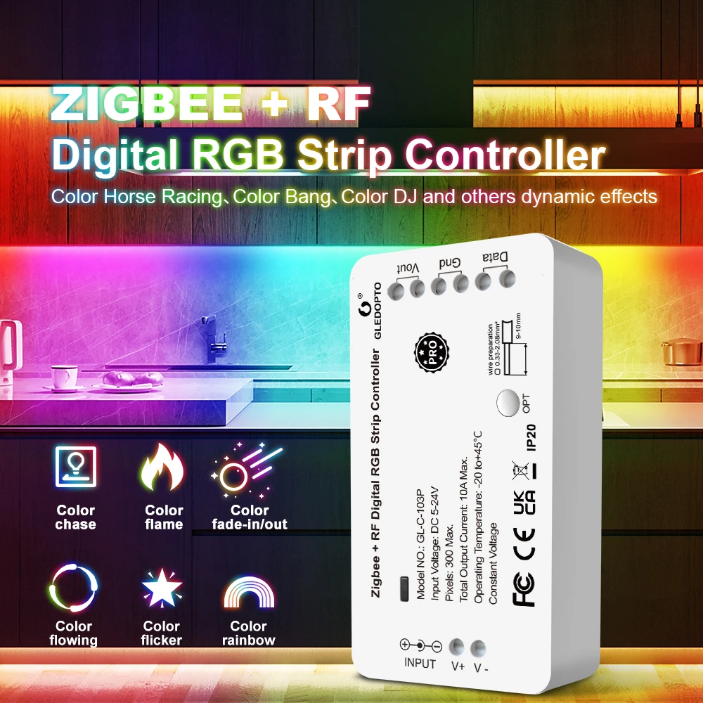 Gledopto DIY RF Digital RGB IC Strip Controller Адресуемое Гибкое Управление Светом Динамический Световой Эффект Для WS2811 WS2812 LED - 0