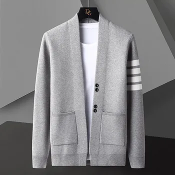 Вязаный кардиган, мужское пальто, осенний новый тренд, красивая накидка, повседневный свитер, модная мужская линия одежды