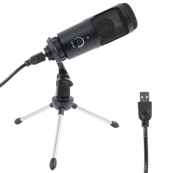 SH USB Микрофон со штативом, конденсаторный записывающий микрофон для ноутбука, Кардиоидная студийная запись вокала, озвучка за кадром на YouTube