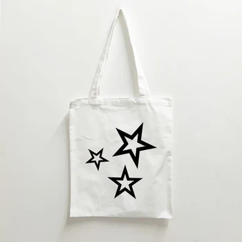 Сумка-тоут Y2k Эстетика, уличные сумки с принтом звезд, хозяйственная сумка, тканевая сумка, холщовая Эко-сумка, повседневные ручные сумки, сумки через плечо для девочек