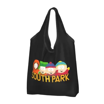 Многоразовая продуктовая сумка Southpark из мультфильма Аниме, складные сумки для покупок, которые можно стирать в машине, Большая эко-сумка для хранения, прилагаемый чехол