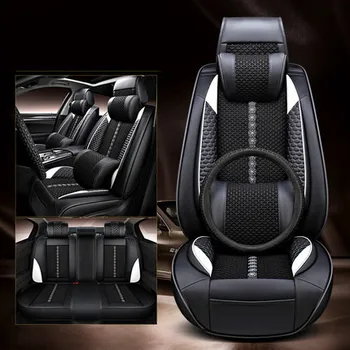 Хорошее качество! Полный комплект чехлов для автомобильных сидений + чехол на руль для Lexus RX 270 350 450 h 2015-2009 дышащая эко-подушка для сиденья