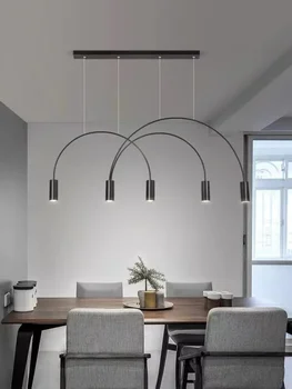 Светодиодная лампа для столовой, люстра, современный минималистичный стиль, арочный кухонный обеденный стол, минималистичный барный свет, барные лампы