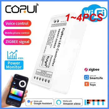1 ~ 4ШТ Tuya 3.0 Smart LED Strip Controller DC5-24V RGB + CCT RGBW RGB CCT Одноцветный Диммер Поддержка Smart Life APP Voice
