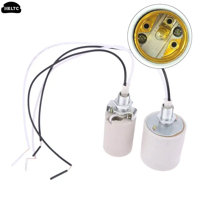 1 шт. Белый светодиодный светильник Керамический Винтовой Термостойкий Адаптер Для домашнего использования Круглая Розетка для цоколя лампы E14 Держатель лампы E27 с кабелем - 2