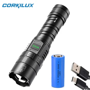 CORKILUX Масштабируемый USB Зарядка EDC светодиодный фонарик 26650 Power Bank Факелы высокой яркости для самообороны в чрезвычайных ситуациях кемпинга