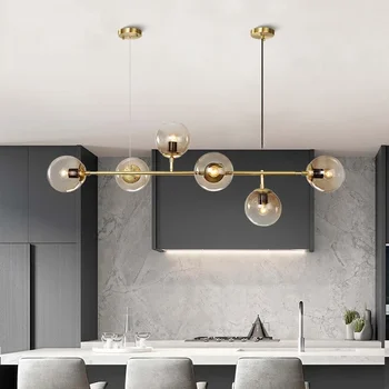 Потолочная люстра со стеклянным шаром Nordic LED Art для обеденного стола, кухни, спальни, бара, внутреннего освещения, подвесных светильников, светильников