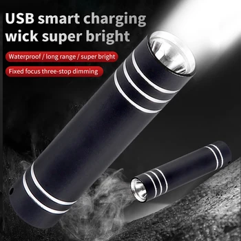 Мини-светодиодный фонарик USB Type-C, перезаряжаемый фонарик, Водонепроницаемый карманный ручной фонарь, лампа со встроенным аккумулятором, фонарь Samll для самообороны