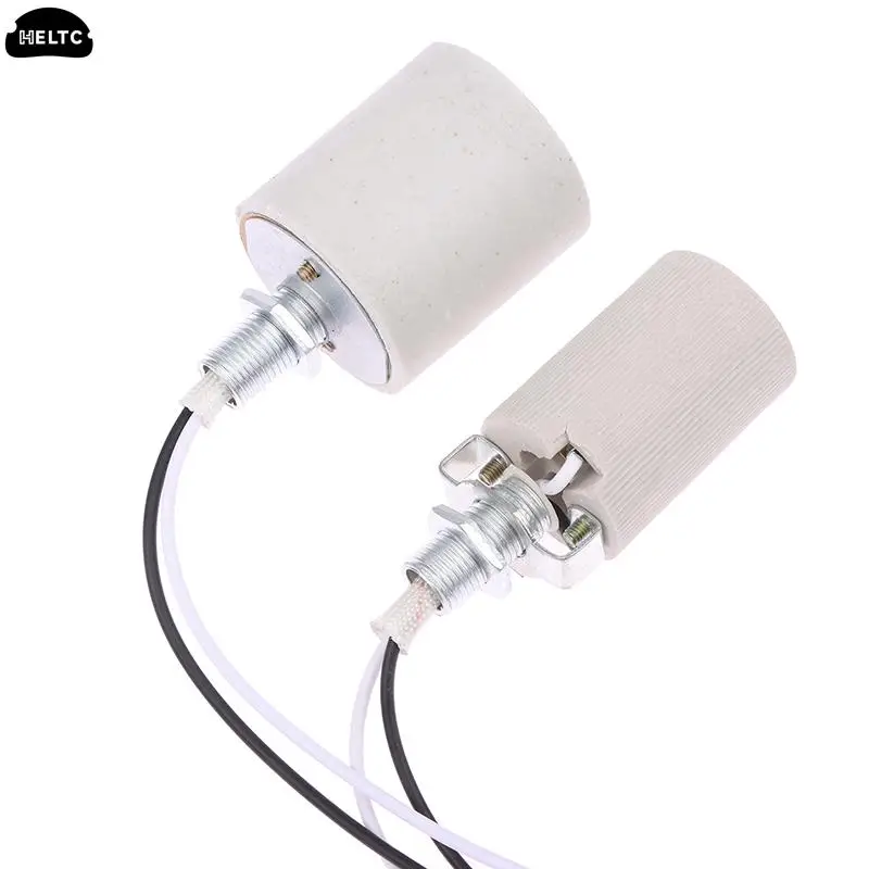1 шт. Белый светодиодный светильник Керамический Винтовой Термостойкий Адаптер Для домашнего использования Круглая Розетка для цоколя лампы E14 Держатель лампы E27 с кабелем - 3