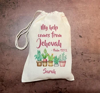 10ШТ Подарочных пакетов JW на заказ - Моя помощь исходит от ИЕГОВЫ- Псалом 121: 2 На английском ИЛИ испанском