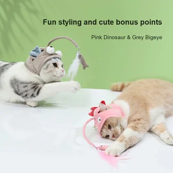 Интерактивная игрушечная кошка-имитатор рыбы, шляпа со смешным пером для котенка, играющего в Тизерную палочку, принадлежности