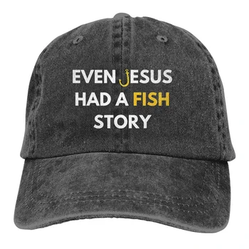 Однотонные Папины Шляпы Even Jesus Had A Fish Story Женская Шляпа С Солнцезащитным Козырьком Бейсболки Для Ловли Карпа Fisher Peaked Cap