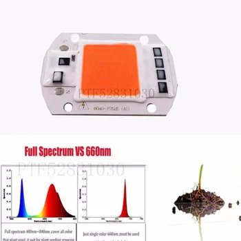 LED 1pcs Hydroponice AC 220V/110v 50w led grow chip полный спектр 400nm-840nm для внутреннего светодиодного освещения
