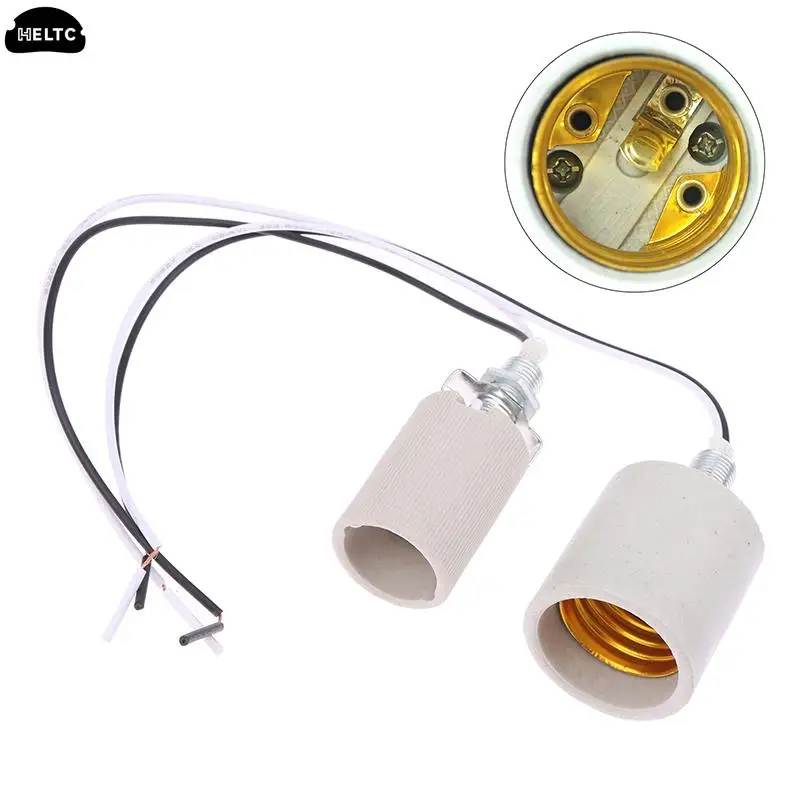1 шт. Белый светодиодный светильник Керамический Винтовой Термостойкий Адаптер Для домашнего использования Круглая Розетка для цоколя лампы E14 Держатель лампы E27 с кабелем - 4