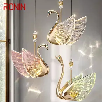 Подвесной светильник RONIN Nordic Creative Gold LED Linear Swan-Люстра для декора дома, столовой, спальни
