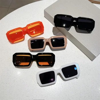 Винтажные прямоугольные солнцезащитные очки, Модные квадратные очки ярких оттенков, модные ретро Женские солнцезащитные очки UV400
